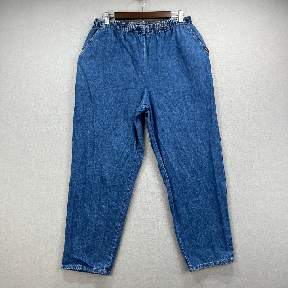 Chic Jeans Pants Women 18W Petite Blue Elastic Waist Pull On Cotton Mom Denim
